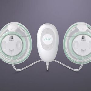 Elvie Stride Wearable Double Electric Breast Pump in White and Mint